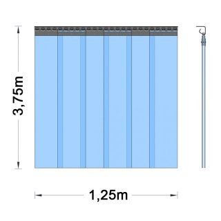 PVC Vorhang - Breite 1,25m 3,75m 3-fache berlappung